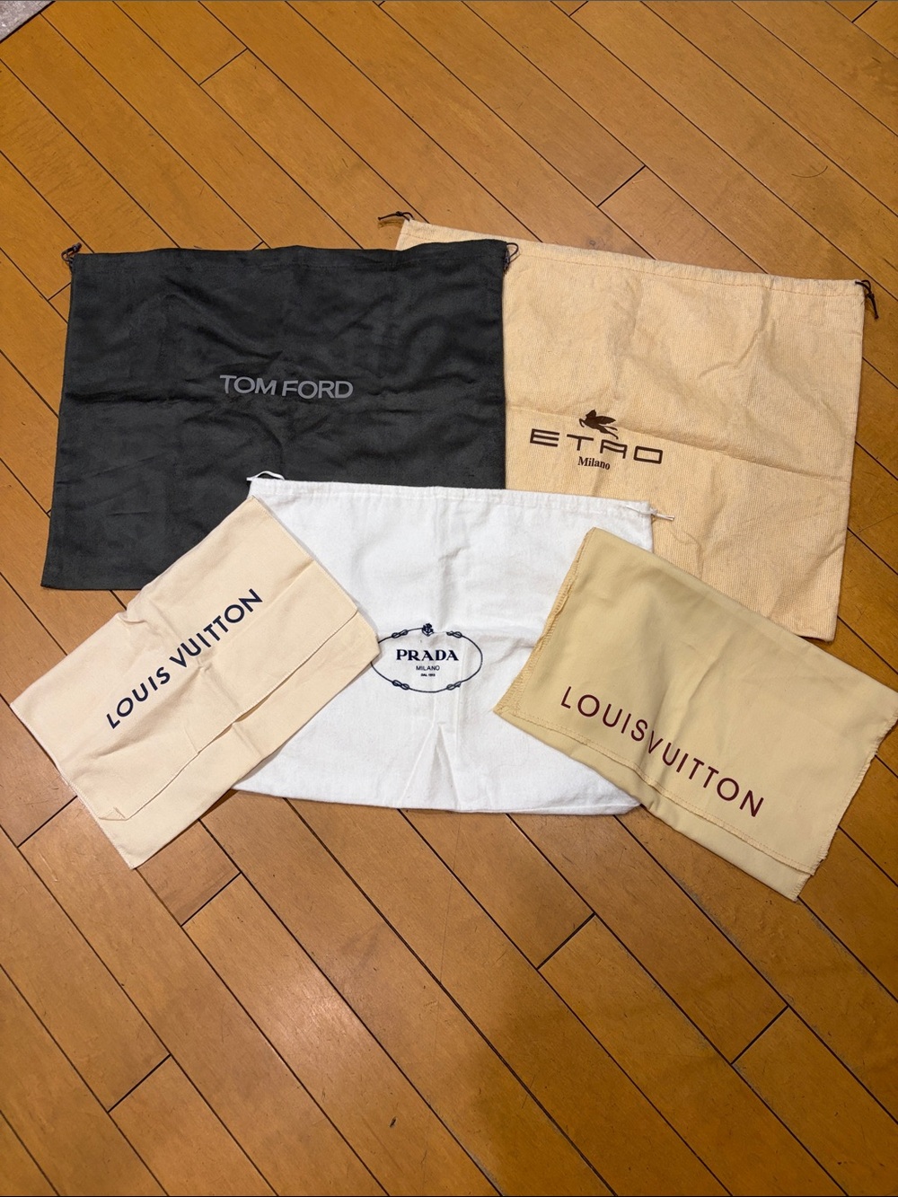 Designer Dust Bag Set - Louis Vuitton, Tom Ford, Prada, Etro